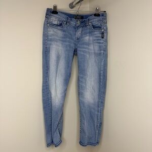 Silver Jeans Co. Aiko Mid-Rise Super Stretch Capri Jeans |W27/L22| Cropped Denim
